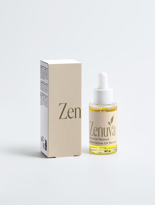 Zenuva Natural Retinol Alternative Oil Serum bottle next to its box