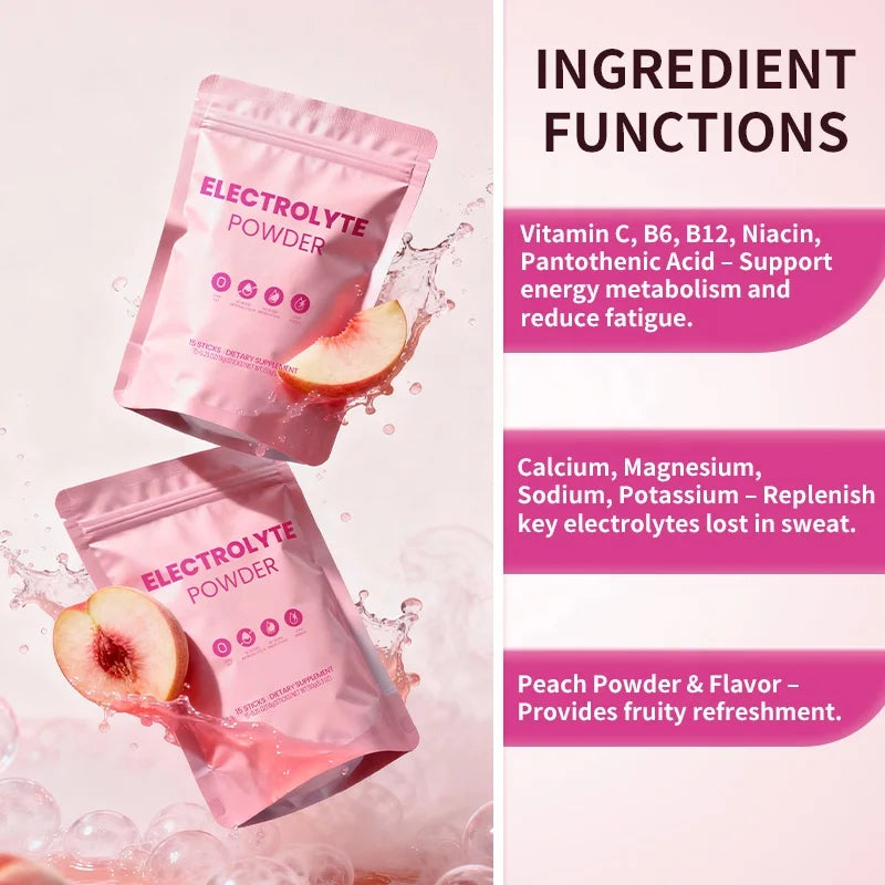 ACORN Electrolyte Effervescent Powder Beverage Support Energy Focus Electrolyte Powder with Peach Flavor